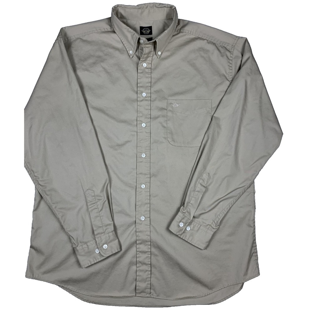 Dockers Shirt Mens‎ XL Beige Button Down Long Sleeve Cotton Casual